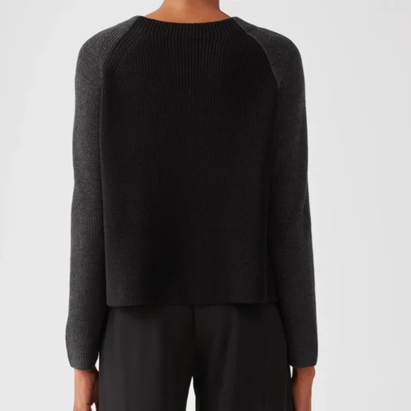 SOLD 💟 Eileen Fisher Merino Rib Box-Top Knit Regenerative Wool Sweater Size XS - Picture 3 of 12